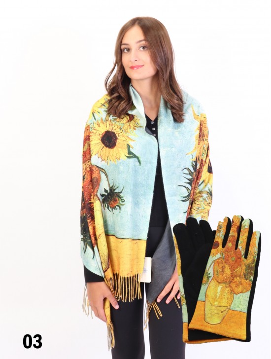 Oil Painting Design Glove + Scarf (SF1656-03 + GL1656-03)